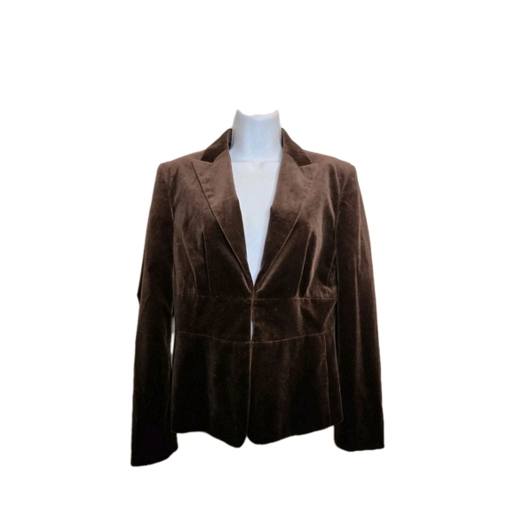 Vintage J. Crew Chocolate Brown Velvet Blazer Jacket Sz 8 Y2K - Picture 1 of 9